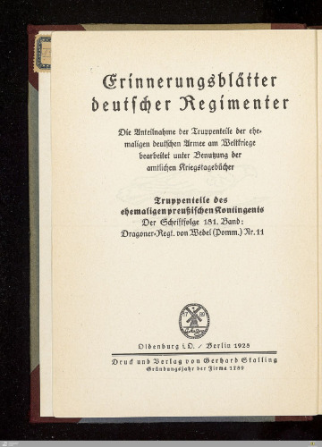Geschichte des Dragoner-Regiments von Wedel (Pomm.) Nr. 11
