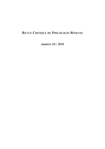 Revue critique de philologie romane - Volume 11
