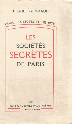 Les sociétés secrètes de Paris