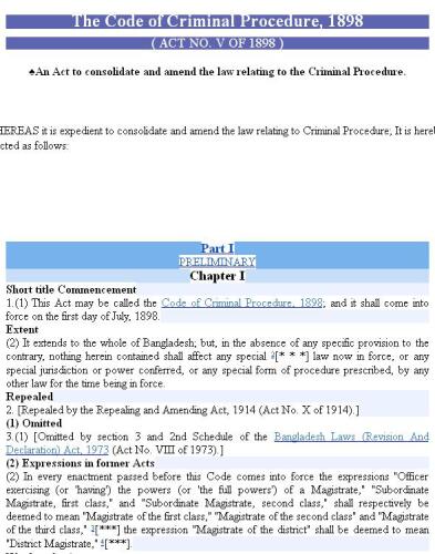 The Code of Criminal Procedure 1898 Bangladesh