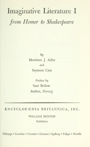 Imaginative Literature, 1 - From Homer to Shakespeare