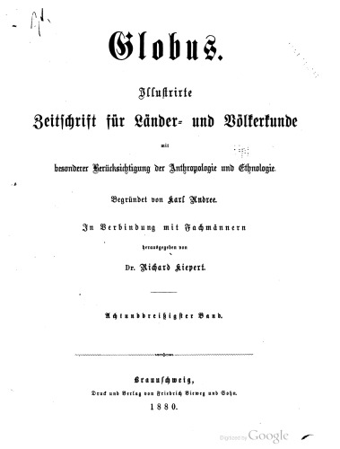 Globus. Illustrirte Zeitschrift für Länder- und Völkerkunde