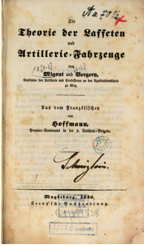 Die Theorie der Lafetten und Artillerie-Fahrzeuge
