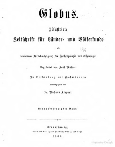 Globus. Illustrirte Zeitschrift für Länder- und Völkerkunde