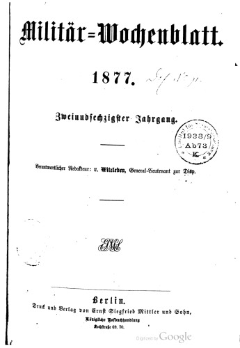 Militär-Wochenblatt