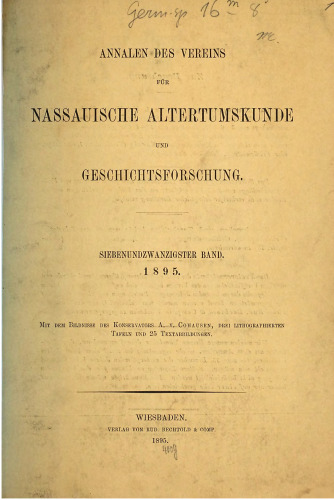 Annalen des Vereins für Nassauische Altertumskunde und Geschichtsforschung