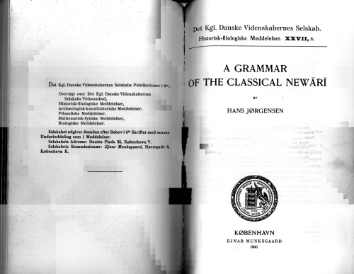 A Grammar of the Classical Newārī