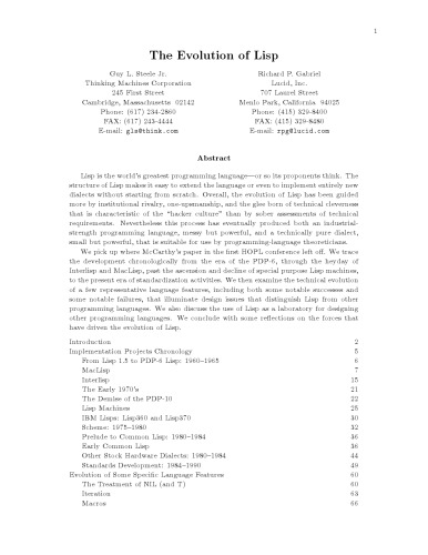 The Evolution of Lisp