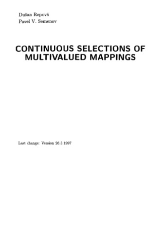 Continuous selections of multivalued mappings