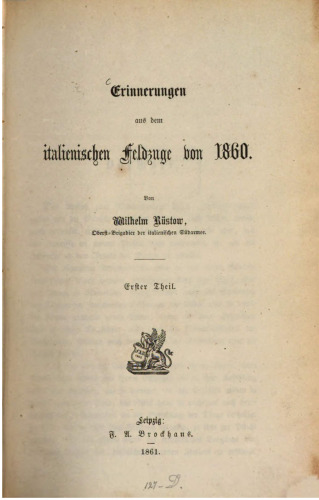 Erinnerungen aus dem italienischen Feldzüge von 1860