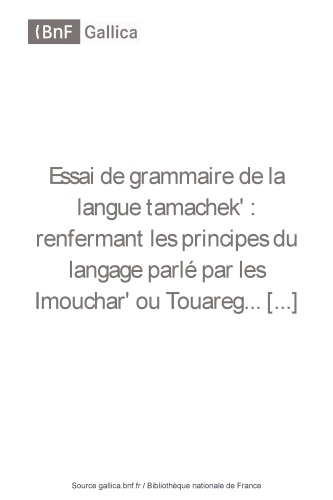 Essai de grammaire de la langue tamachekʼ