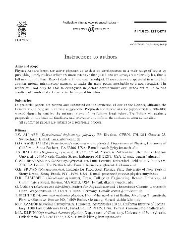 Physics Reports vol.385