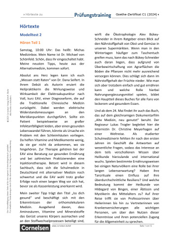 Prüfungstraining - Goethe-Zertifikat C1 - Übungsbuch (2024) - Audiotexte