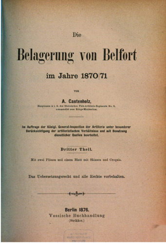 Die Belagerung von Belfort im Jahre 1870/71