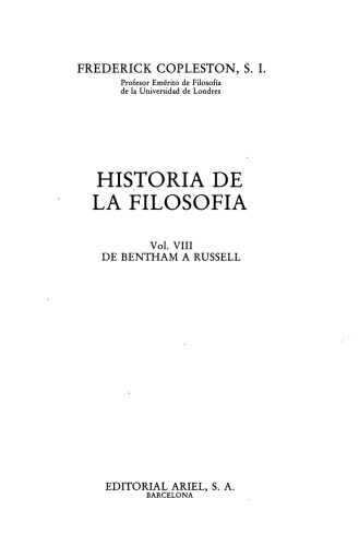 Historia de la filosofía. Vol. 8