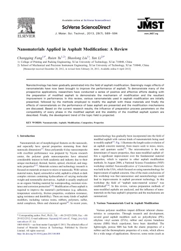 Nanomaterials Applied in Asphalt Modification A Review
