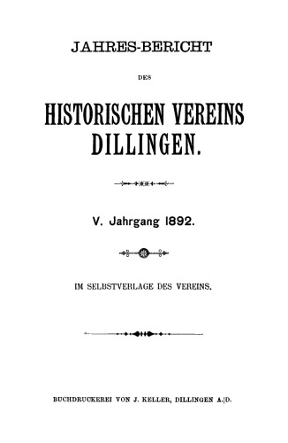 Jahresbericht des Historischen Vereins Dillingen