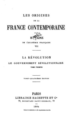 Les Origines de la France contemporaine, tome 4 (1883)