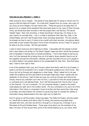 Yajweh transcript - Delta Sol Project