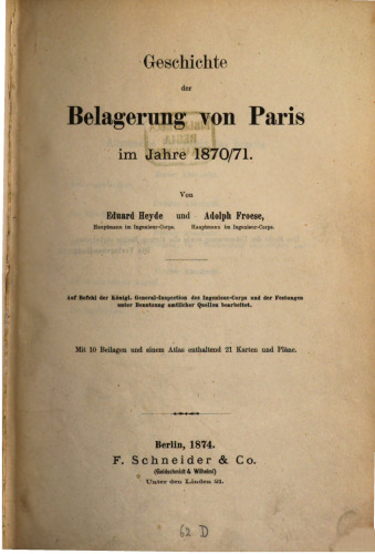Geschichte der Belagerung von Paris im Jahre 1870/71