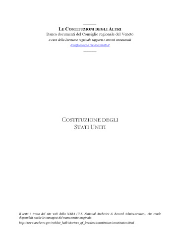The Constitution of the United States of America/Costituzione degli Stati Uniti d'America