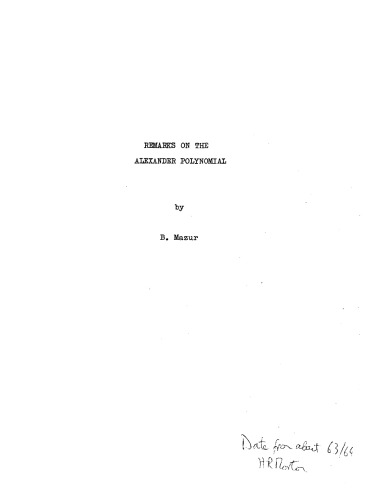 Remarks on the Alexander polynomial