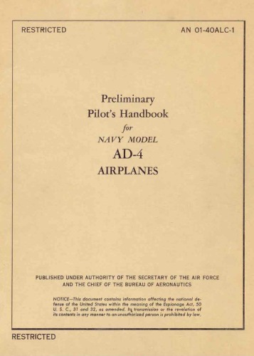 Pilot's Handbook (prelim) Navy AD-4 fighter aircraft [AN 01-40ALC-1]