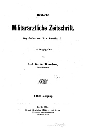Deutsche Militärärztliche Zeitschrift