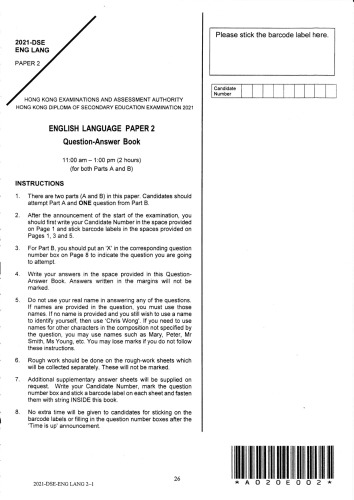 HKDSE English Language 2021: Paper 2