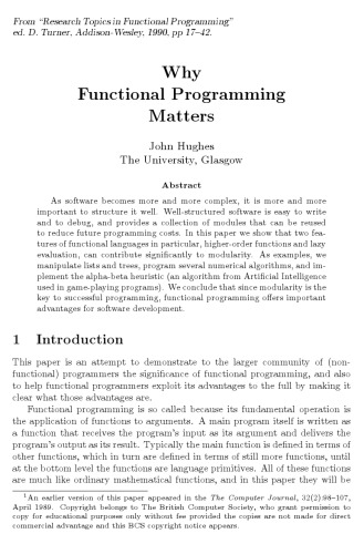 Why Functional Programming matters (2008)