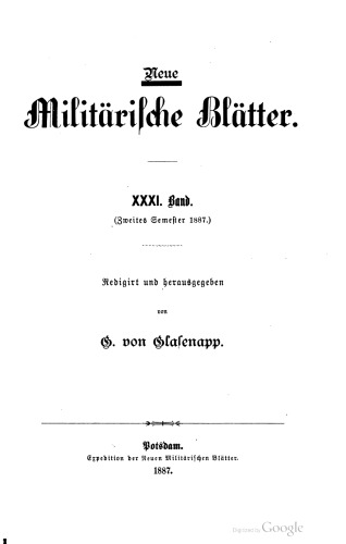 Neue Militärische Blätter / Zweites Semester 1887