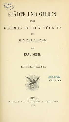 Städte und Gilden der germanischen Völker im Mittelalter