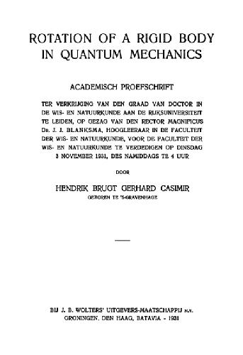 Rotation of a rigid body in quantum mechanics [PhD Thesis]