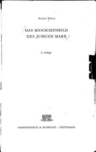 Das Menschenbild des jungen Marx
