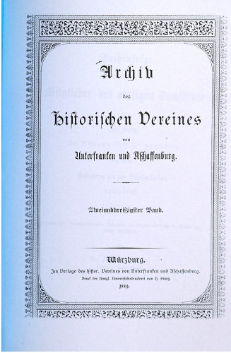 Archiv des Historischen Vereins von Unterfranken und Aschaffenburg