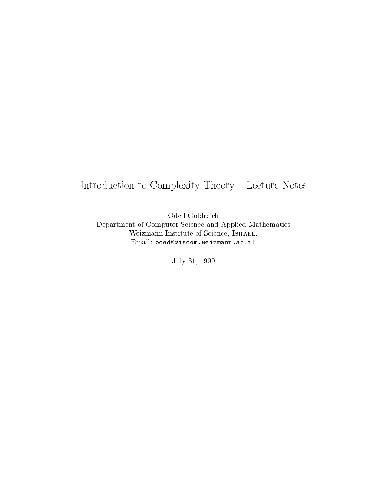 Introduction to complexity theory, lecture notes