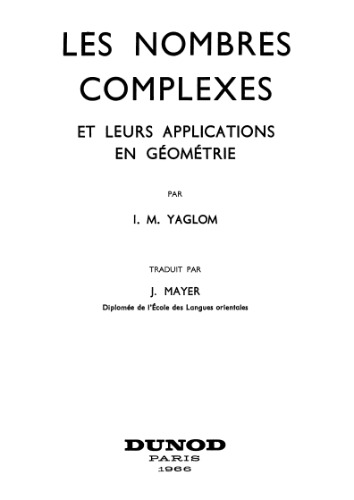 Les nombres complexes et leurs applications en geometrie