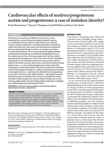 Cardiovascular effects of medroxyprogesterone acetate and progesterone: a case of mistaken identity?