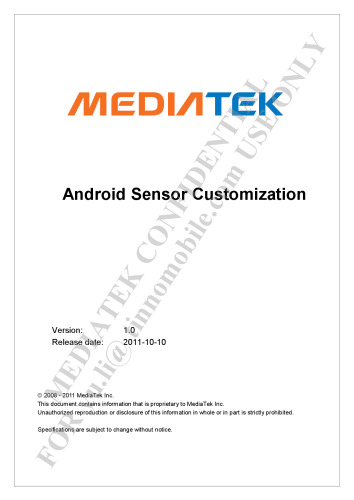 MT6573 (after 20MP) Android Sensor Customization