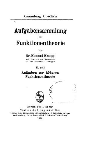 Aufgabensammlung zur Funktionentheorie. 2. Aufgaben zur höheren Funktionentheorie