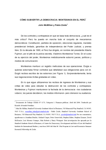 Cómo subvertir la democracia: Vladimiro Montesinos en el Perú [2004]