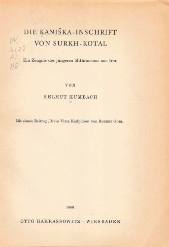 Die Kaniška-Inschrift von Surkh-Kotal