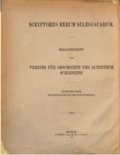 Geschichtsquellen der Hussitenkriege