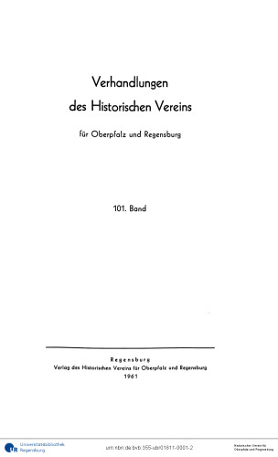 Verhandlungen des Historischen Vereins für Oberpfalz und Regensburg