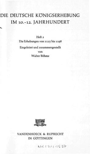 Die Erhebungen von 1125 bis 1198