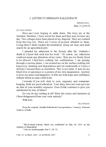 The Complete Works of Mahatma Gandhi Volume 15