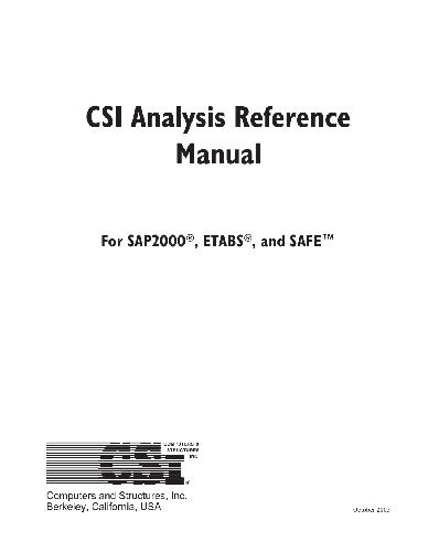 CSI Anal y sis Reference Manual