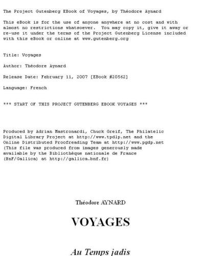 Voyages au temps jadis