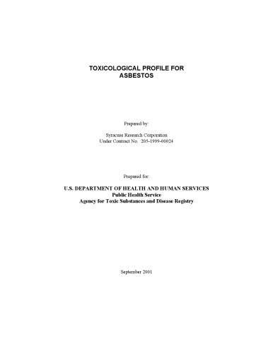 Toxicological profiles - Asbestos