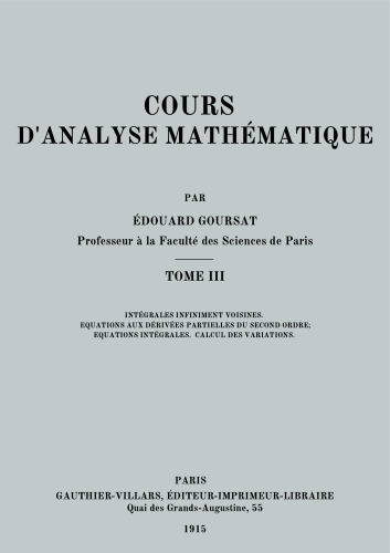 Cours d'analyse mathématique